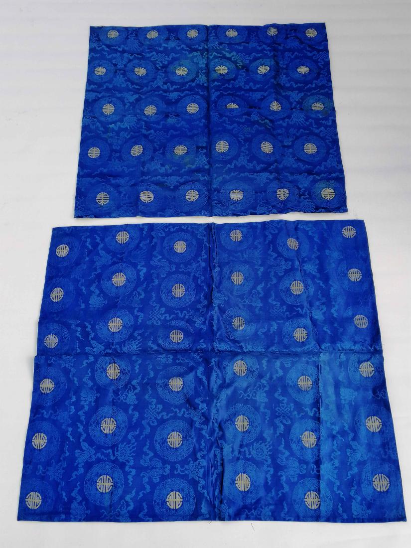 Two pieces of antique Chinese bluish silk (1 of 4)