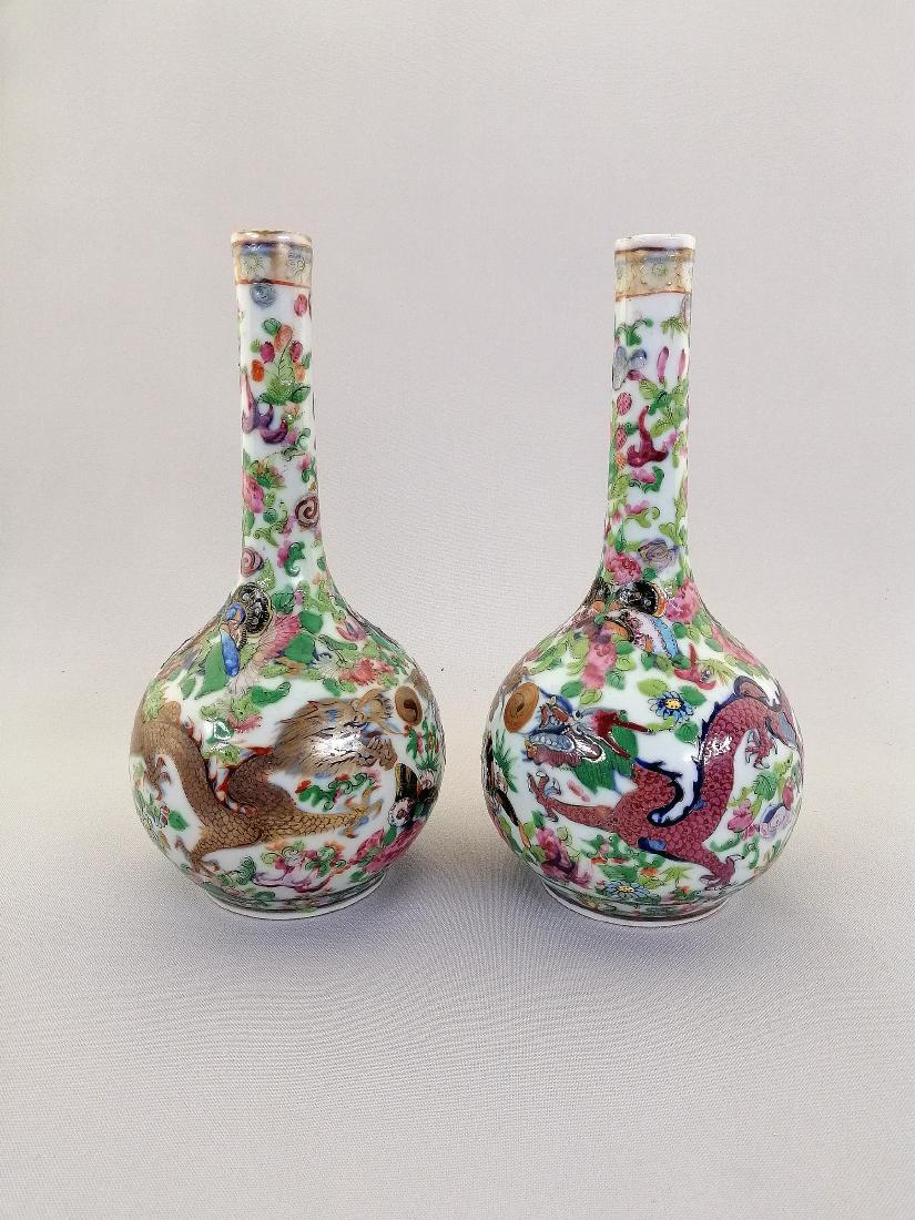 Pair of Chinese Qing dynasty famille rose vases (1 of 8)