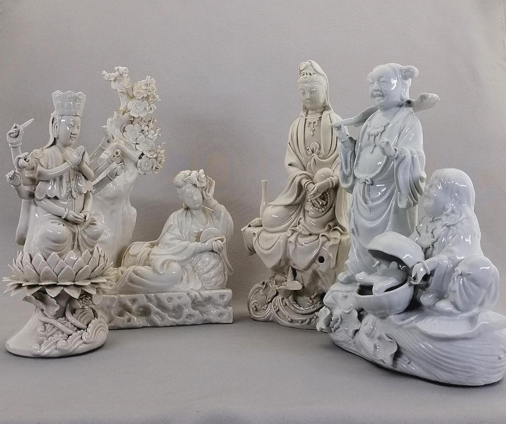 A GROUP OF FOUR CHINESE DE HUA FIGURES. (1 of 20)