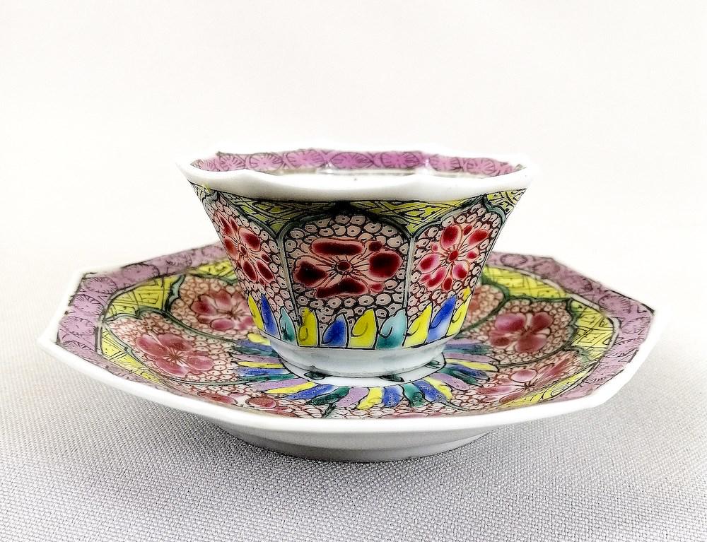 Set of Chinese Qing Dynasty Rose Famille Cup an (1 of 10)