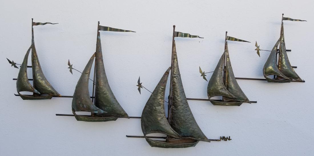 Vintage Mid Century Modernist Sailboats Wall Decor (1 of 6)