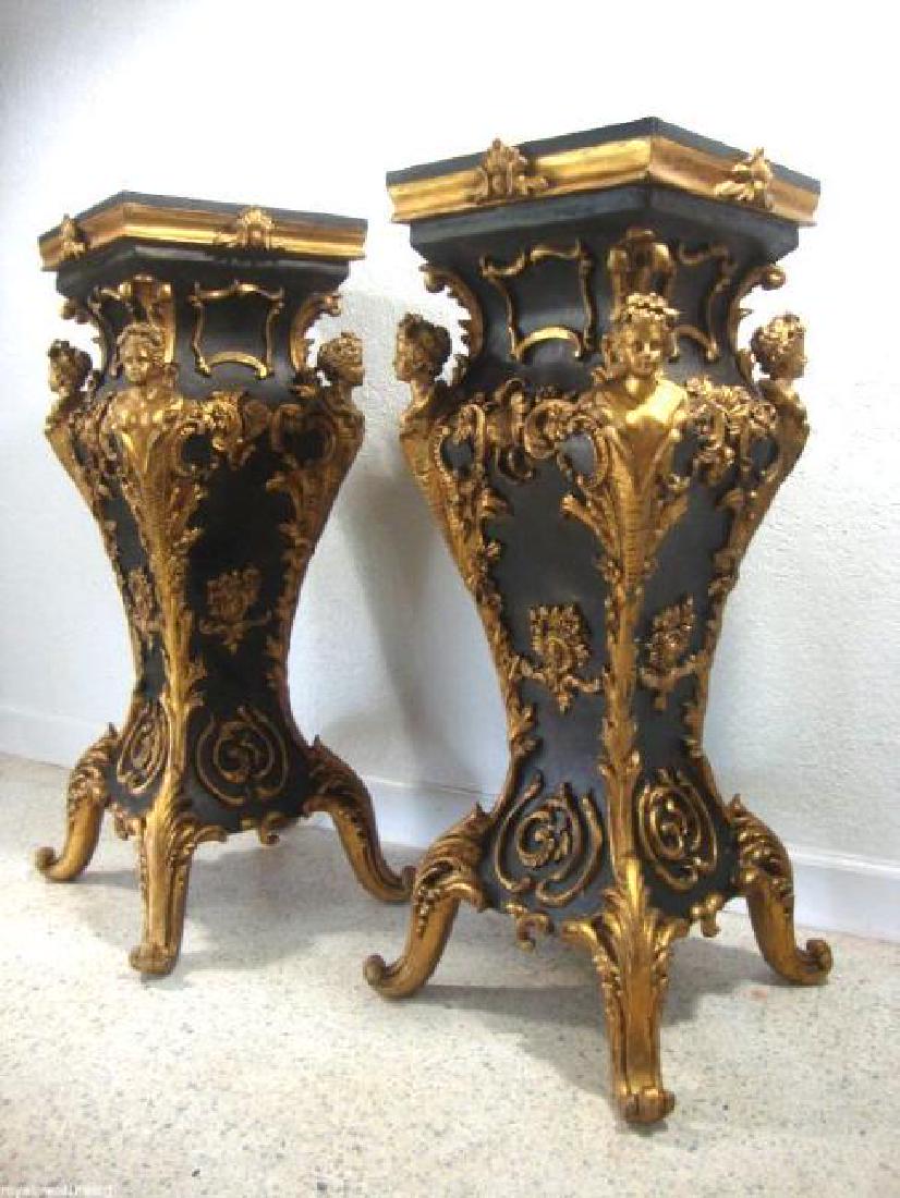 Pair of Black Marble Top Table Pedestal Beautiful Piece (1 of 5)