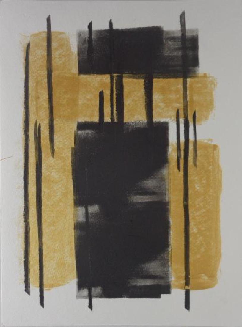 Abstract Modern Minimalism Black-Gold Ink- Painting (1 of 3)