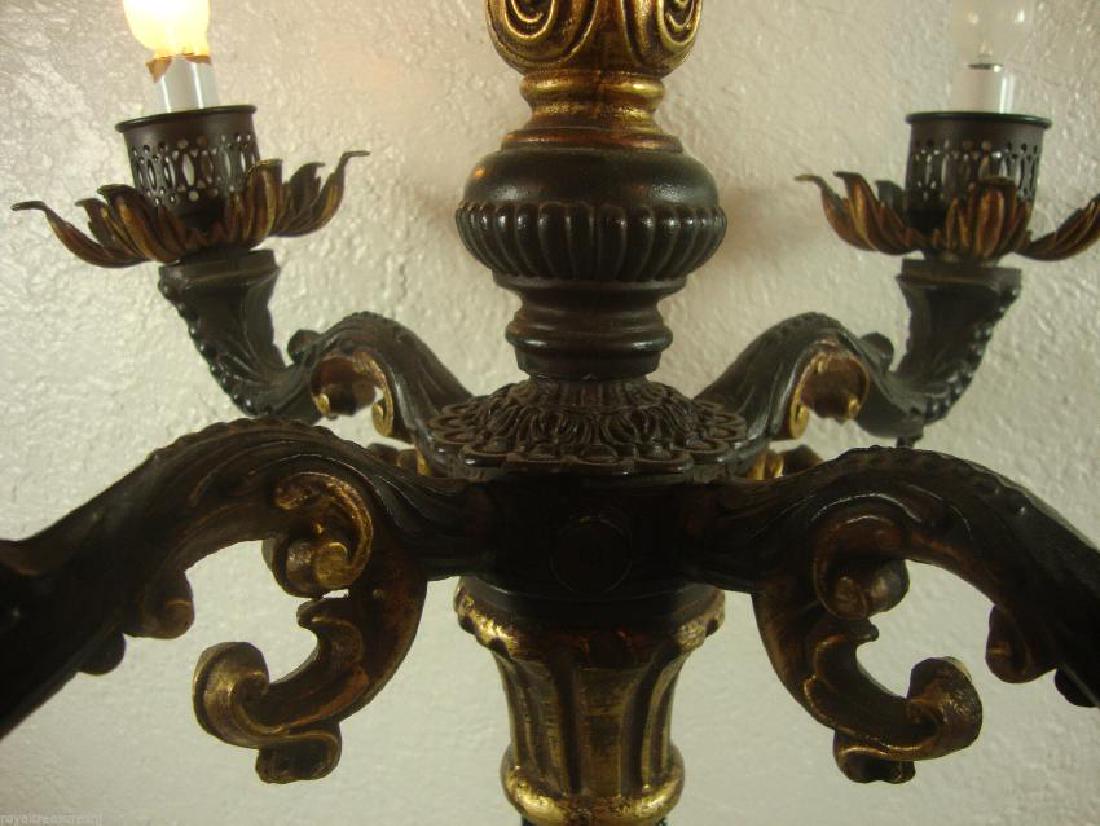 Antique Vintage 5 Arm Candelabra Table Lamp 33" H: Antique Vintage 5 Arm Candelabra Table Lamp 33" H-Wide:20"H:33"Wt:26 LbsThis piece is ready to use. Bulbs not included-Only three light bulbs to show are on-it is 5 arm lamp.