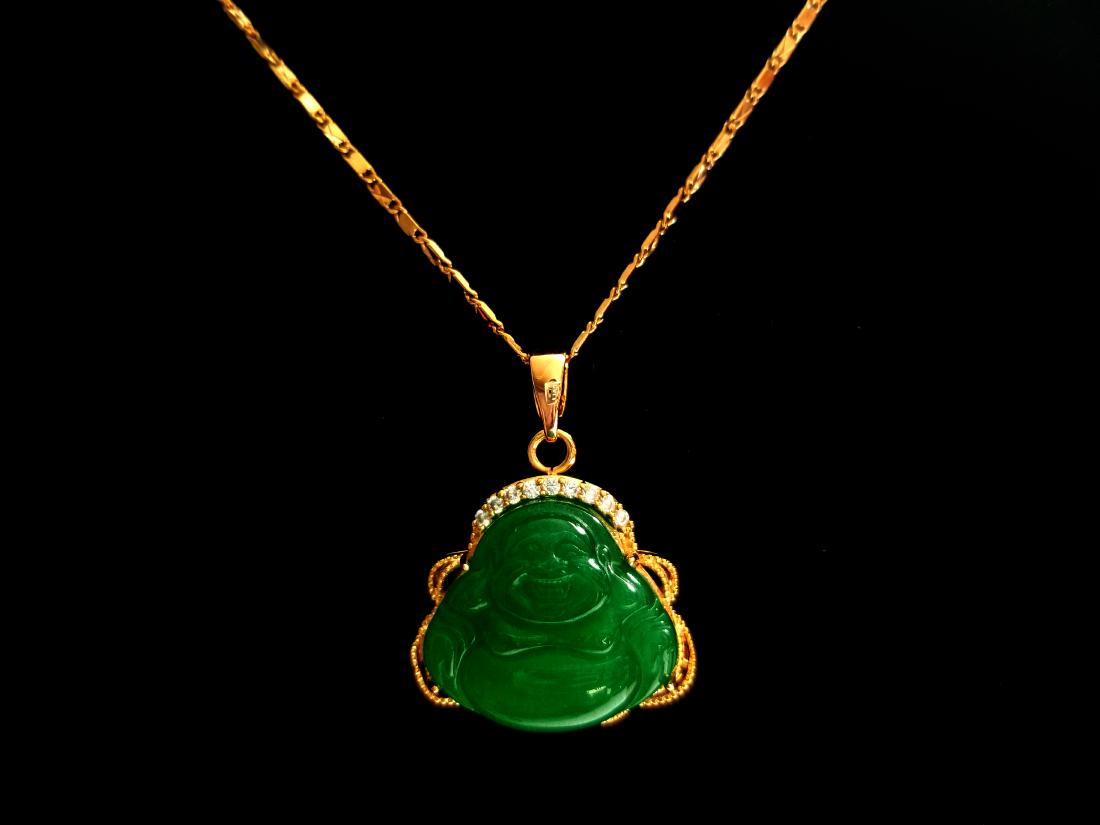 Lucky Bless Jewelry 18k GP Buddha Jade Zircon (1 of 2)