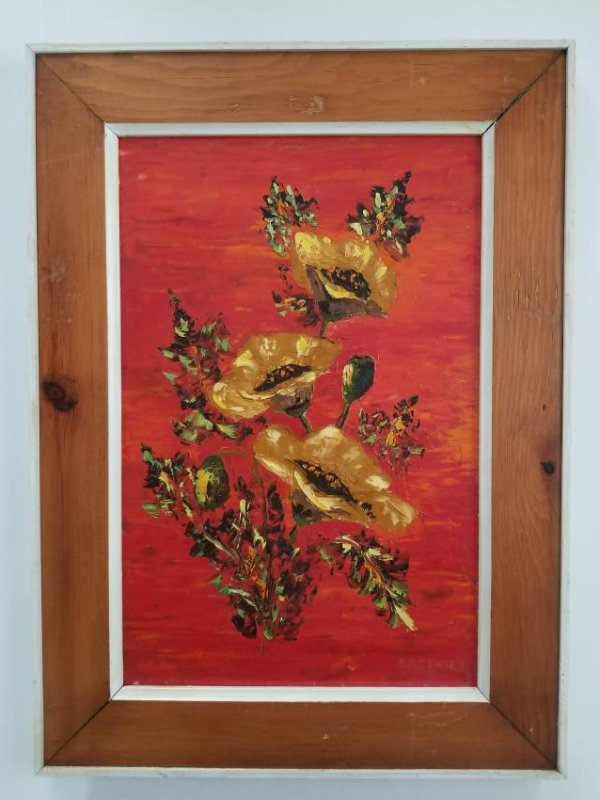 Original Oil Painting On Cardboard Signed