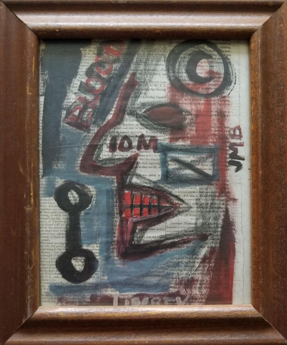 Jean-Michel Basquiat painting on paper.: JMB Jean-Michel Basquiat (December 22, 1960. August 12, 1988) was an American artist of Haitian and Puerto Rican descent. Basquiat first achieved fame as part of SAMO, an informal graffiti duo who wro