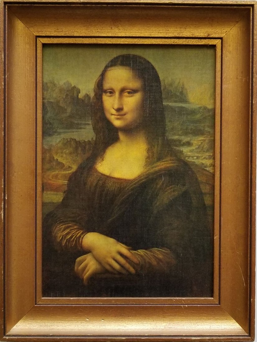 Paris - La Joconde. Mona Lisa 1939.: Paris - La Joconde. Mona Lisa 1939 Print on canvas. Les Editions Braun. Leonard De Vinci. Frame size: 9.5 x 13