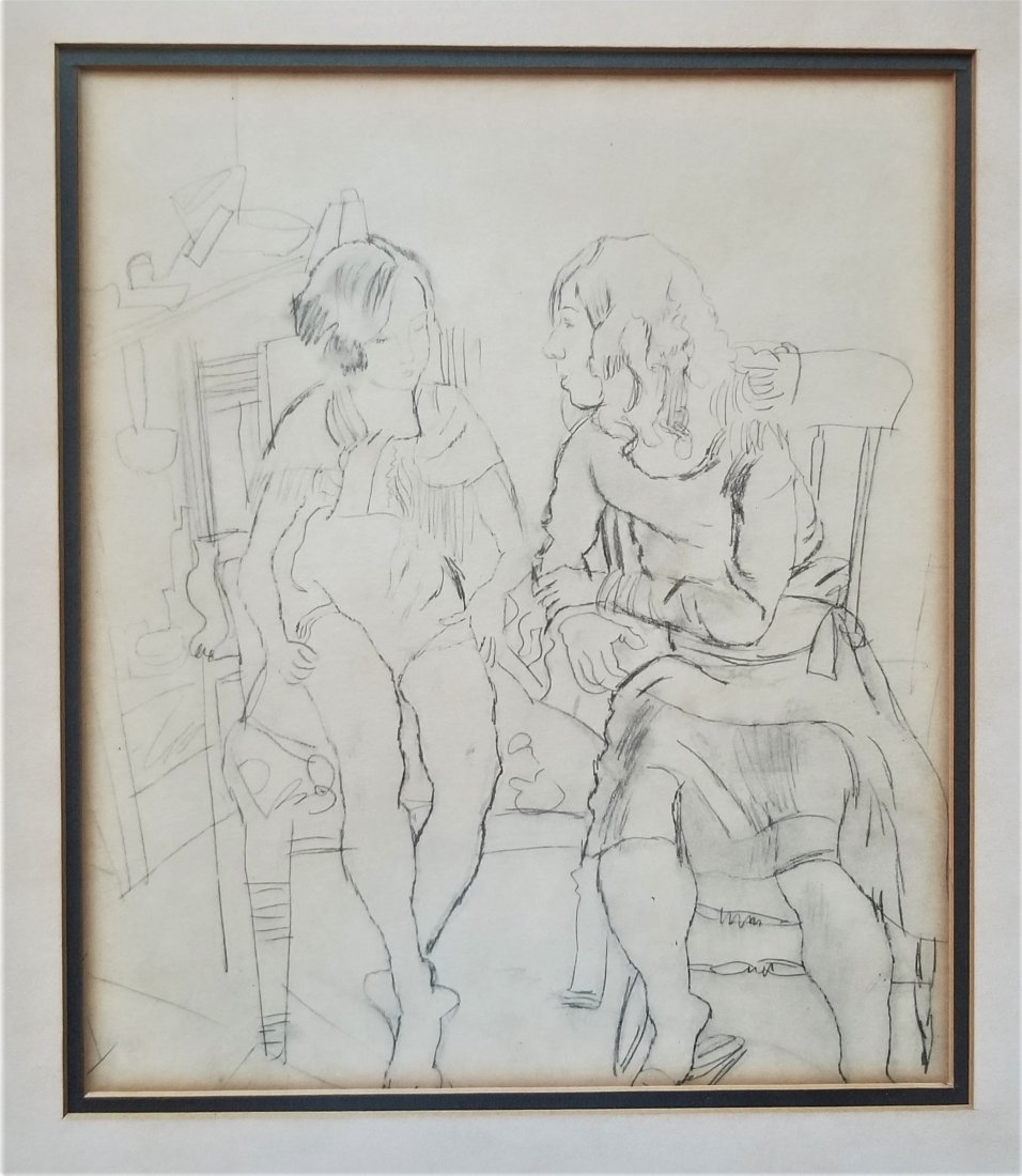 Print By Jules Pascin. Alexander Bobkin Collection: Vintage Print By Jules Pascin. Alexander Bobkin Collection. Frame Size: 15.5 x 17.5 inches