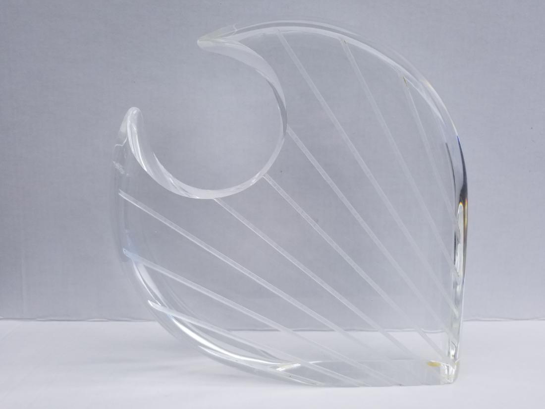 Vtg Van Teal Lucite Sculpture Signed: Vtg Van Teal Lucite Sculpture Heart Clear Acrylic Perfume Bottle Signed Van TealSize App: 12 x 12 x 3Weight: 23lb