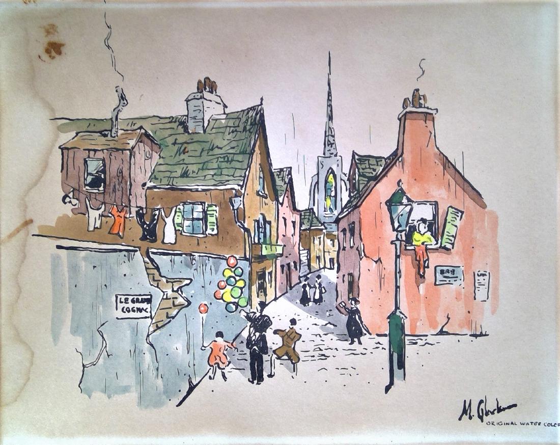 Original Vintage Watercolor Painting.: Original Maxfield Gluckman Vintage Watercolor Painting. Size: 8 x 10 inches