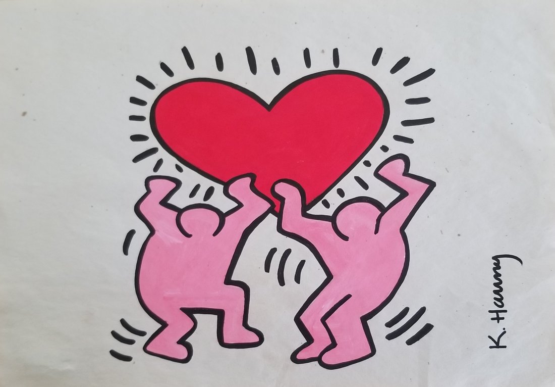 Keith Haring Painting New York Collection: Keith Haring Painting on Paper New York Collection. This painting is being sold in the style of the artist, it has no certificate of authenticity. Size: 11.5 x 8 inches. Keith Allen Haring (May 4, 195