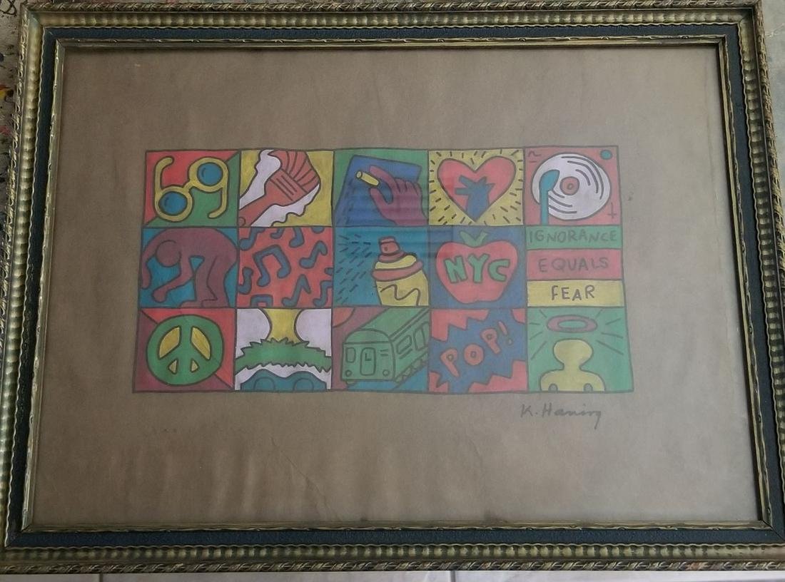 Keith Haring Painting on Paper New York Collection: Keith Haring Painting on Paper New York Collection. Keith Allen Haring (May 4, 1958, February 16, 1990) was an American artist whose pop art and graffiti-like work grew out of the New York City street