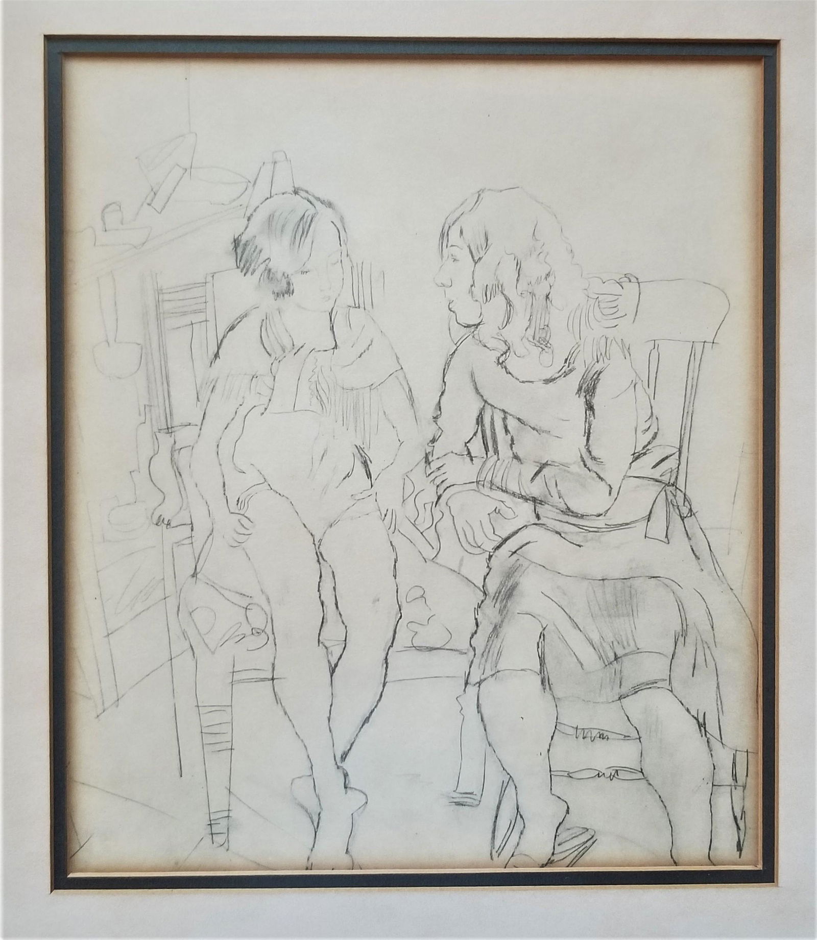 Print By Jules Pascin. Alexander Bobkin Collection: Vintage Print By Jules Pascin. Alexander Bobkin Collection. Frame Size: 15.5 x 17.5 inches