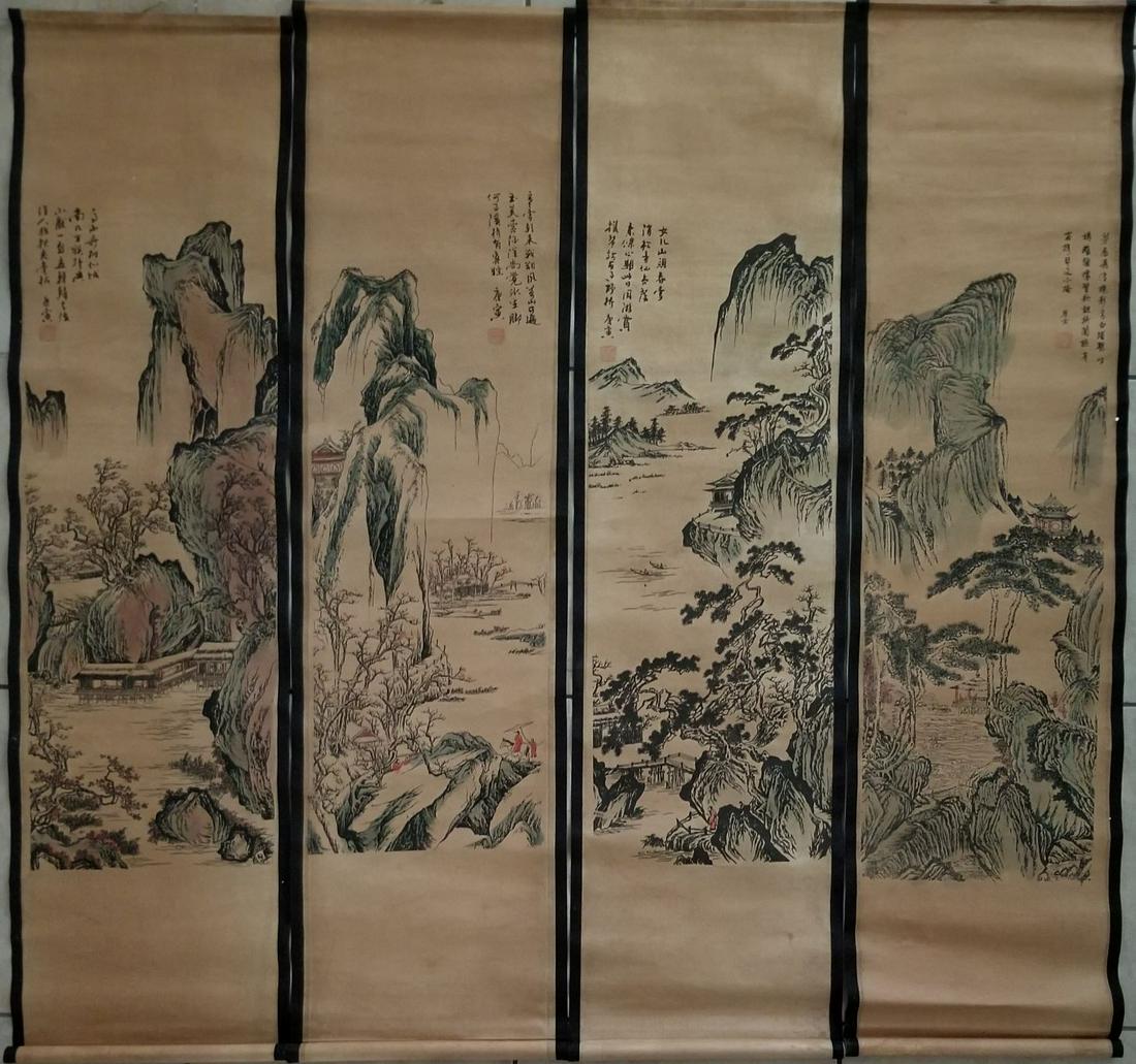 Set of 4 pcs Collection Scroll Chinese Painting (1 of 4)