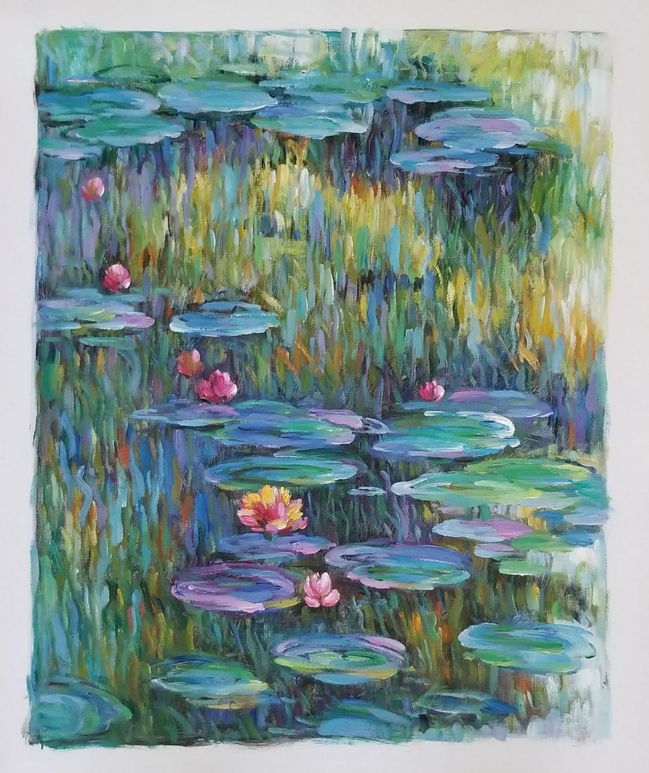Claude Monet Oil Painting on Canvas: Monet Oil Painting on Canvas. Contemporary Oil Painting on Canvas Monet Style. Hand-painting unframed. Size: 19 x 23 inches.