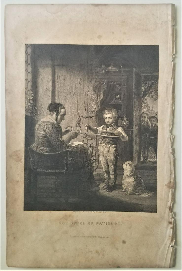 Engraved Expressly for Peterson: Engraved & Printed Expressly for Peterson's Magazine by Baxter - Illman Bro's 1859. The trial of patience. Size:6 x 9 1/2 inches