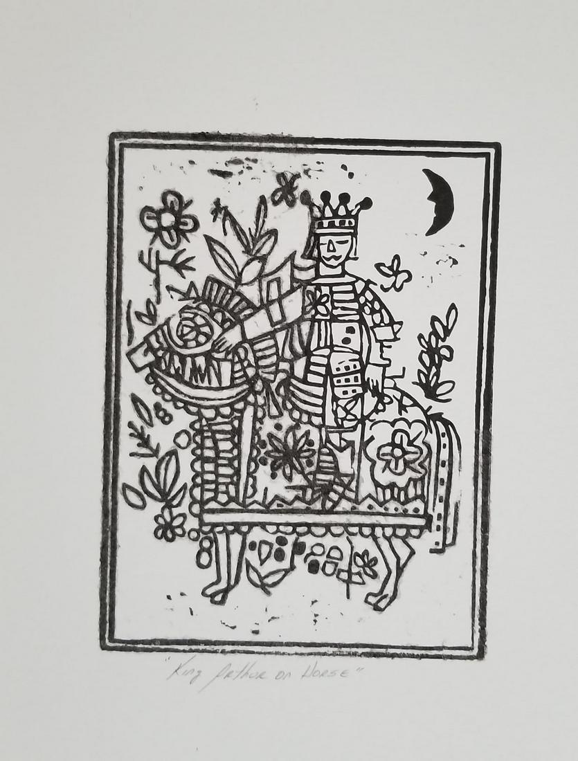 Block Print "King Arthur on Horse" (1 of 2)