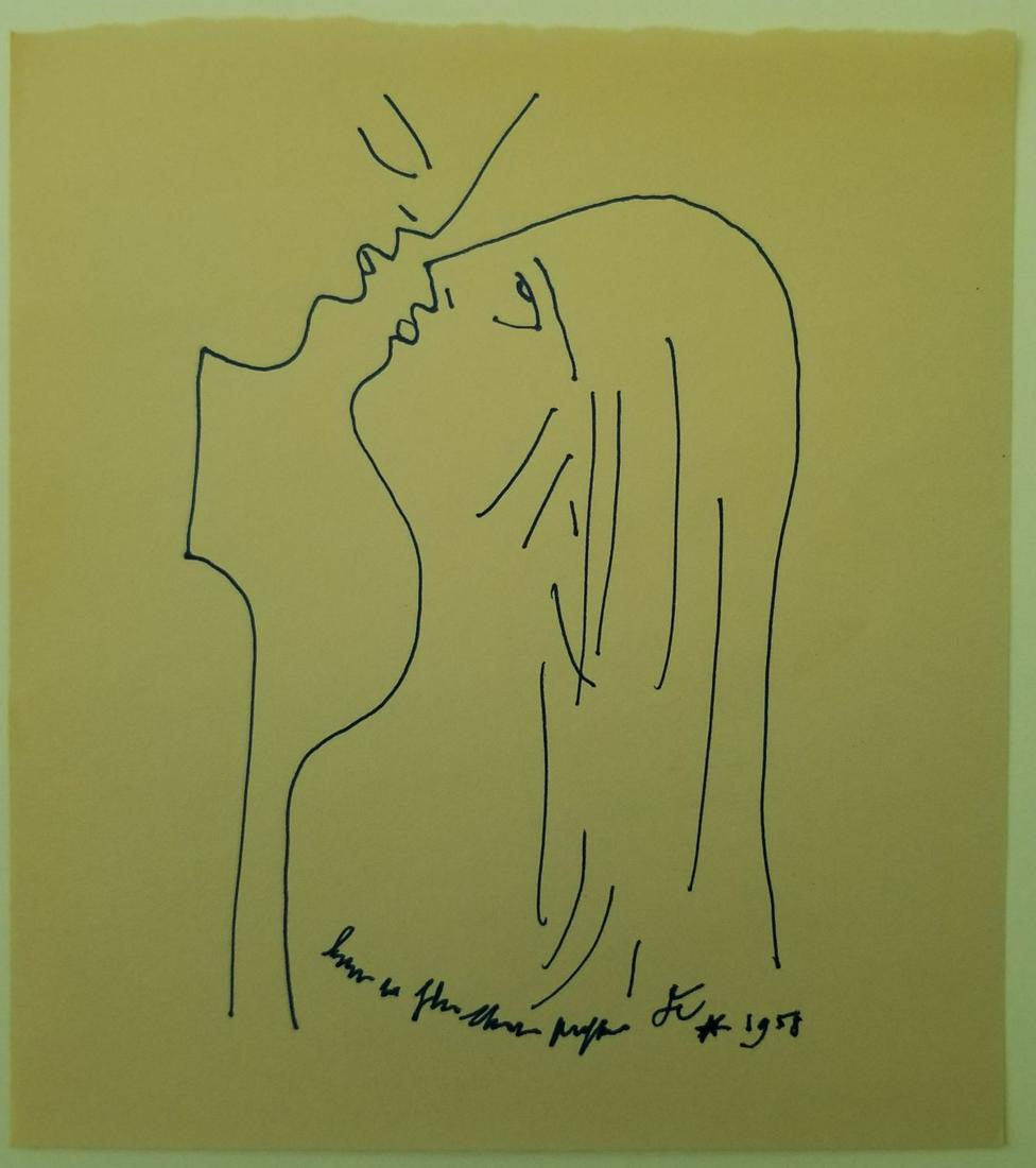 Jean Cocteau Ink Drawing on Paper (1 of 2)