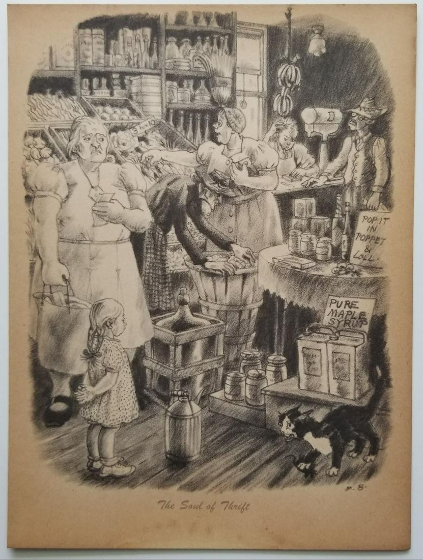 Peggy Bacon Print 1945. The Soul of Thrift (1 of 1)
