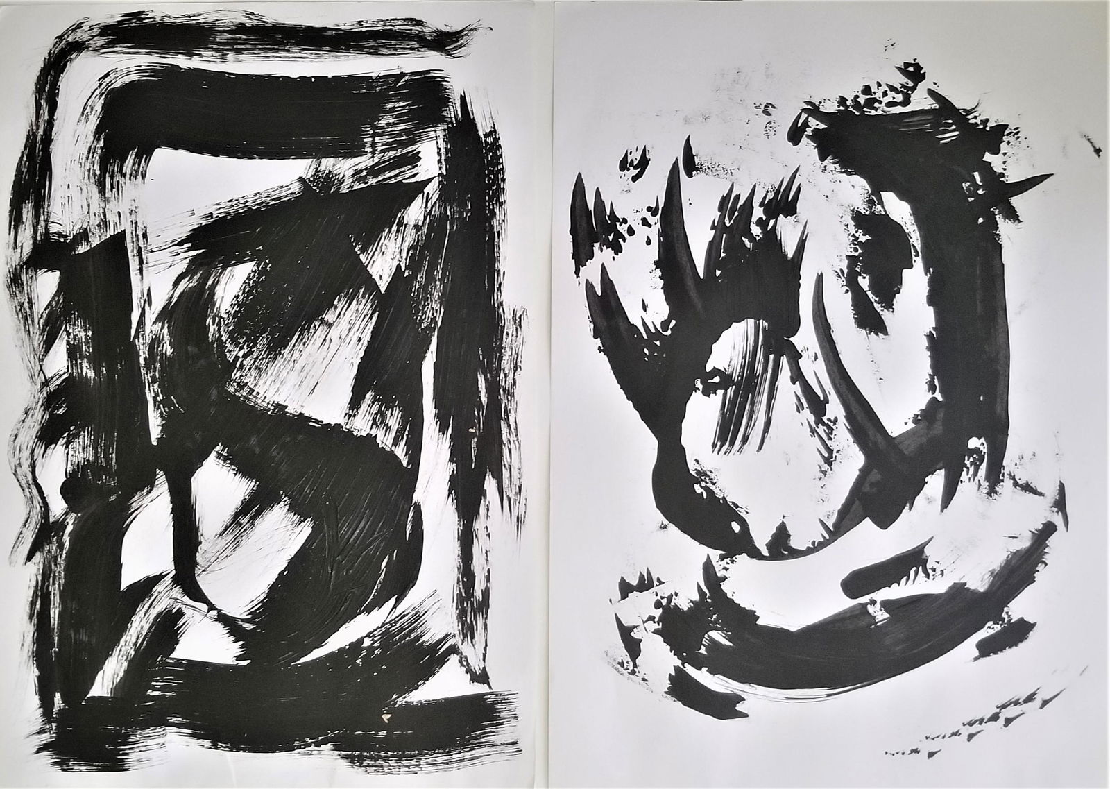 Set of  2 Abstract Painting On Paper Signed. (1 of 2)