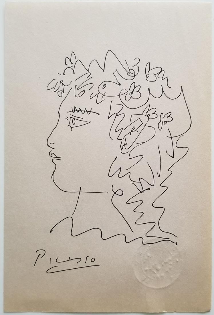 Pablo Picasso Ink Drawing on Paper (1 of 2)