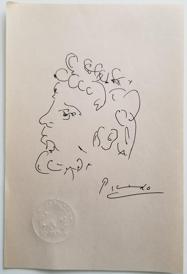 Pablo Picasso Ink Drawing on Paper (1 of 2)
