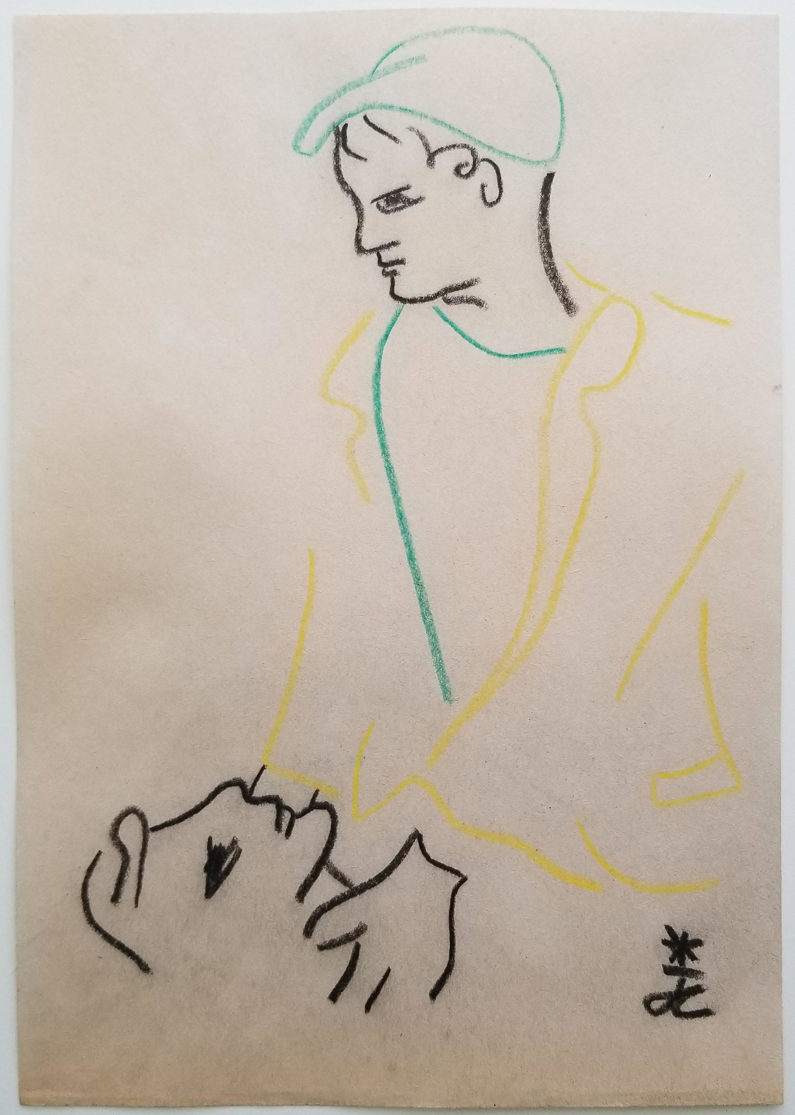 Jean Cocteau Drawing on Paper: Jean Cocteau Drawing on Pape. This painting is being sold in the manner of the artist. The painting does not have a Certificate of Authenticity, providence, or other documents. Sold as-is. Size: 7 x 1