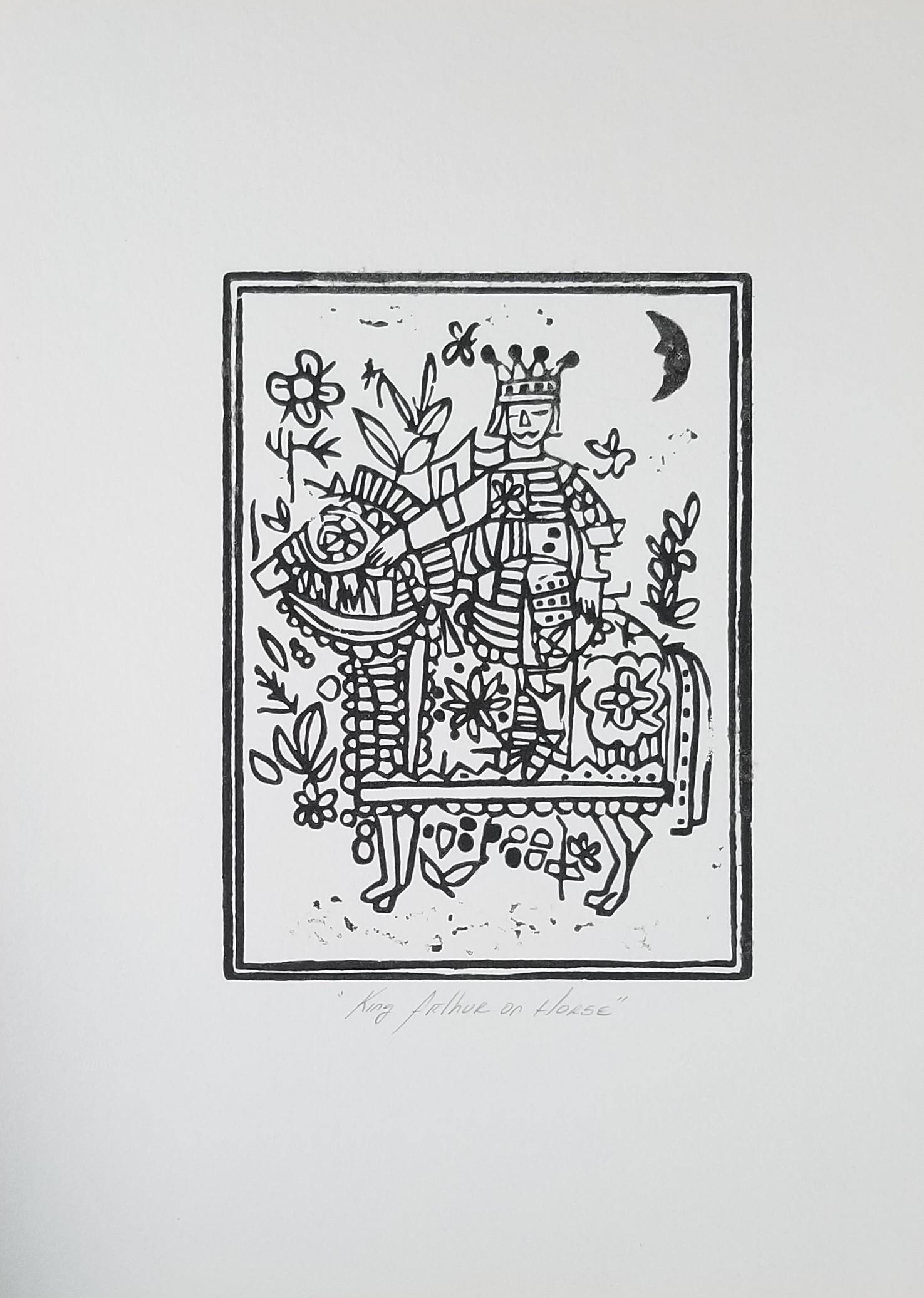 Block Print "King Arthur on Horse": Block Print "King Arthur on Horse" Size: