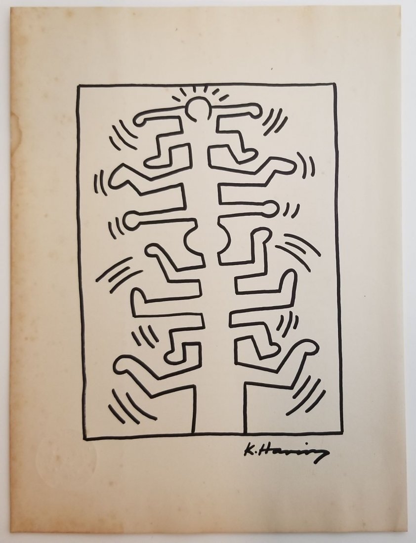Keith Haring Painting Signed: Keith Haring Painting Signed. This painting is being sold in the manner of the artist. The painting does not have a Certificate of Authenticity, providence, or other documents. Sold as-is. Size: 9 1/2
