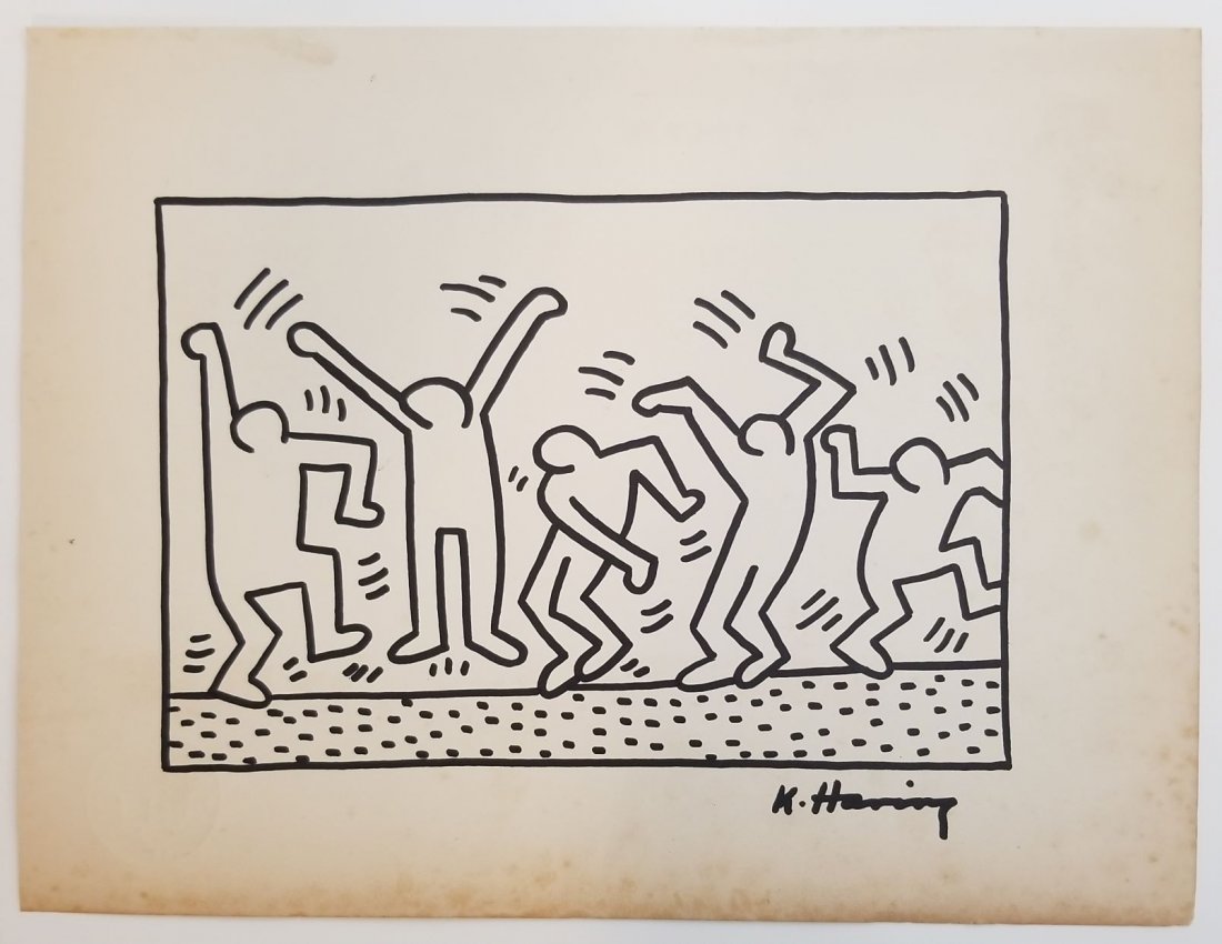 Keith Haring Painting Signed: Keith Haring Painting Signed. This painting is being sold in the manner of the artist. The painting does not have a Certificate of Authenticity, providence, or other documents. Sold as-is. Size: 9 1/2