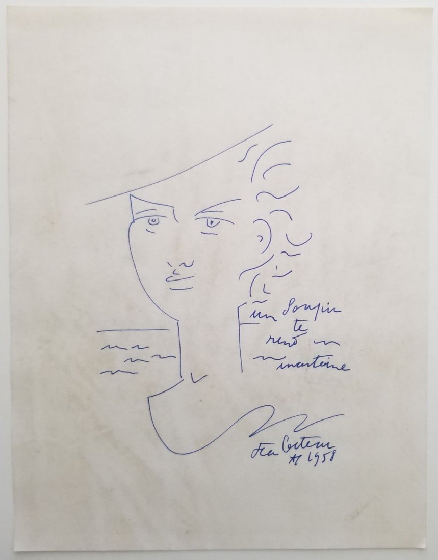 Jean Cocteau ink-Drawing on Paper (1 of 2)