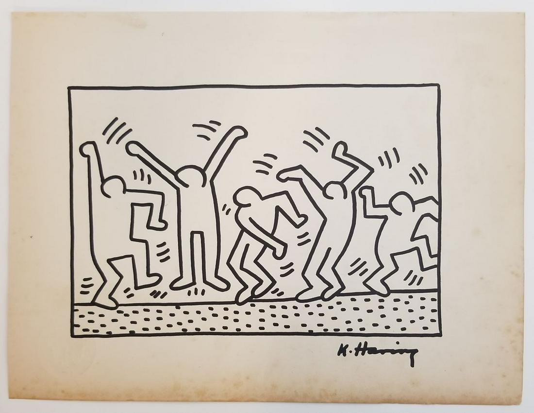 Keith Haring Painting Signed: Keith Haring Painting Signed. This painting is being sold in the manner of the artist. The painting does not have a Certificate of Authenticity, providence, or other documents. Sold as-is. Size: 9 1/2