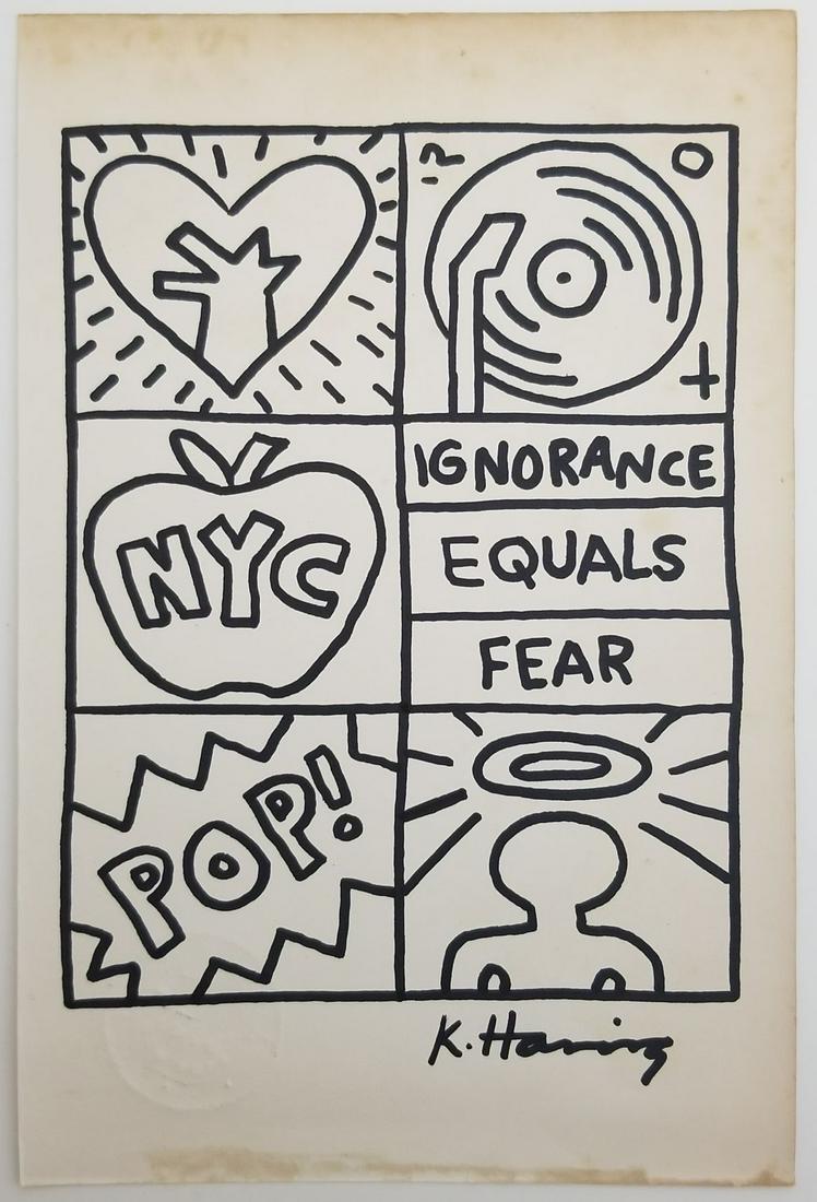 Keith Haring Painting Signed: Keith Haring Painting Signed. This painting is being sold in the manner of the artist. The painting does not have a Certificate of Authenticity, providence, or other documents. Sold as-is. Size: 6 1/2