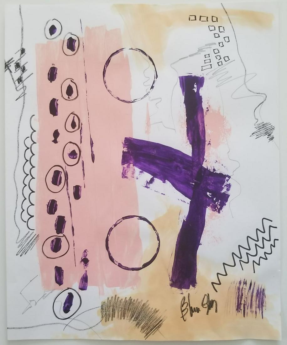 Abstract Contemporary Painting on Paper (1 of 2)