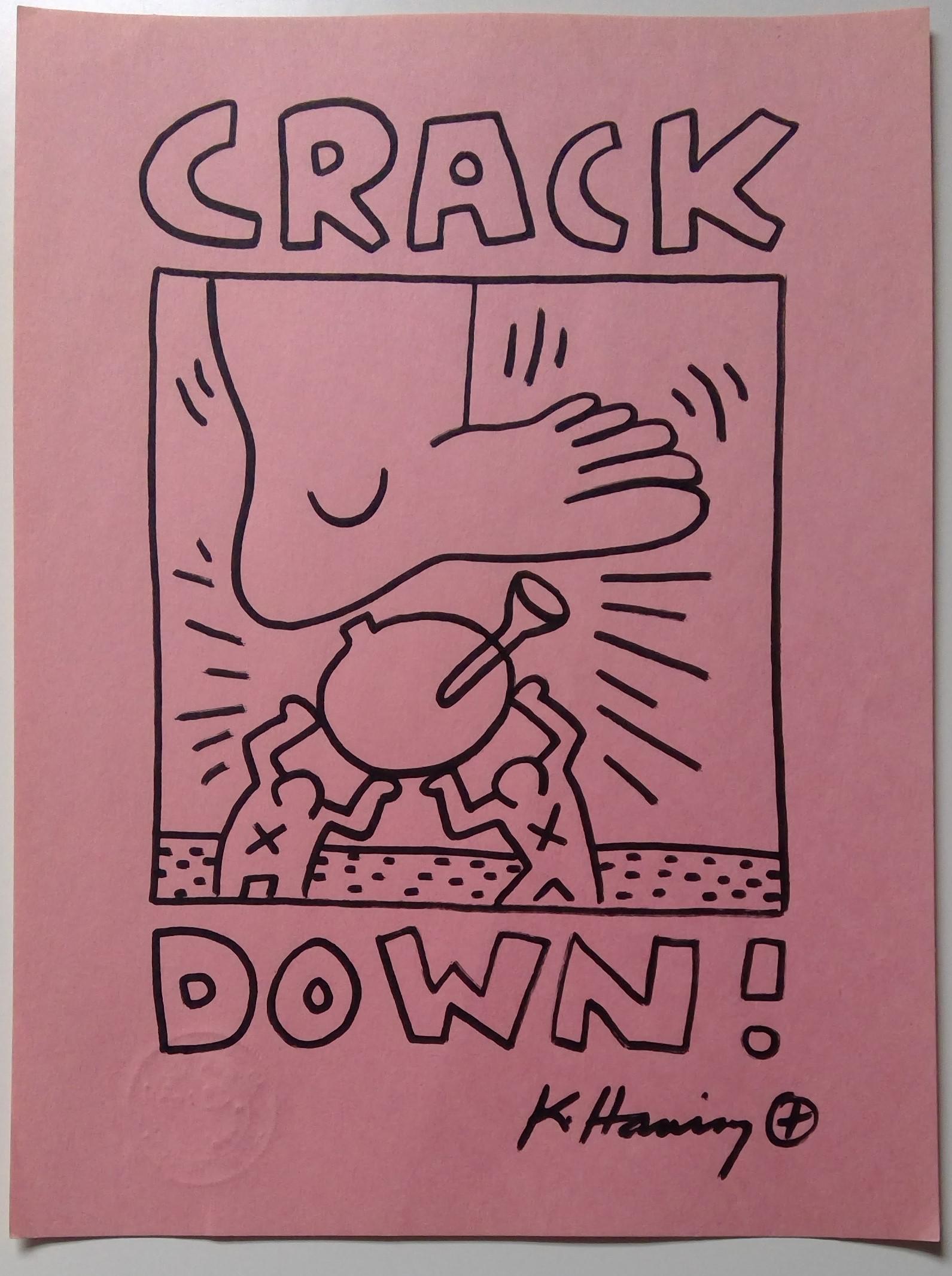 Keith Haring Painting: Keith Haring painting. This painting is being sold in the manner of the artist. The painting does not have a Certificate of Authenticity, providence, or other documents. Sold as-is. Size: 9 x 12 inche