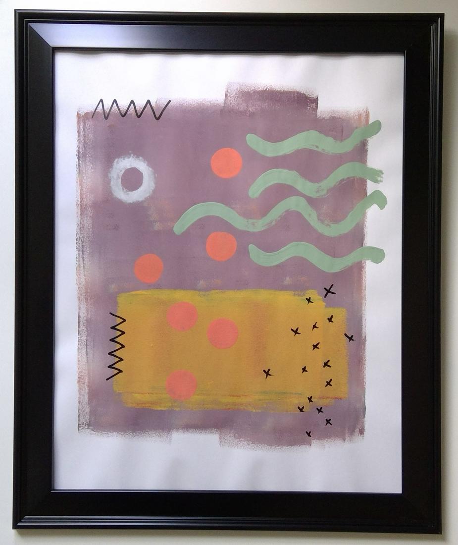 Abstract Acrylic Painting on Paper Framed. (1 of 3)