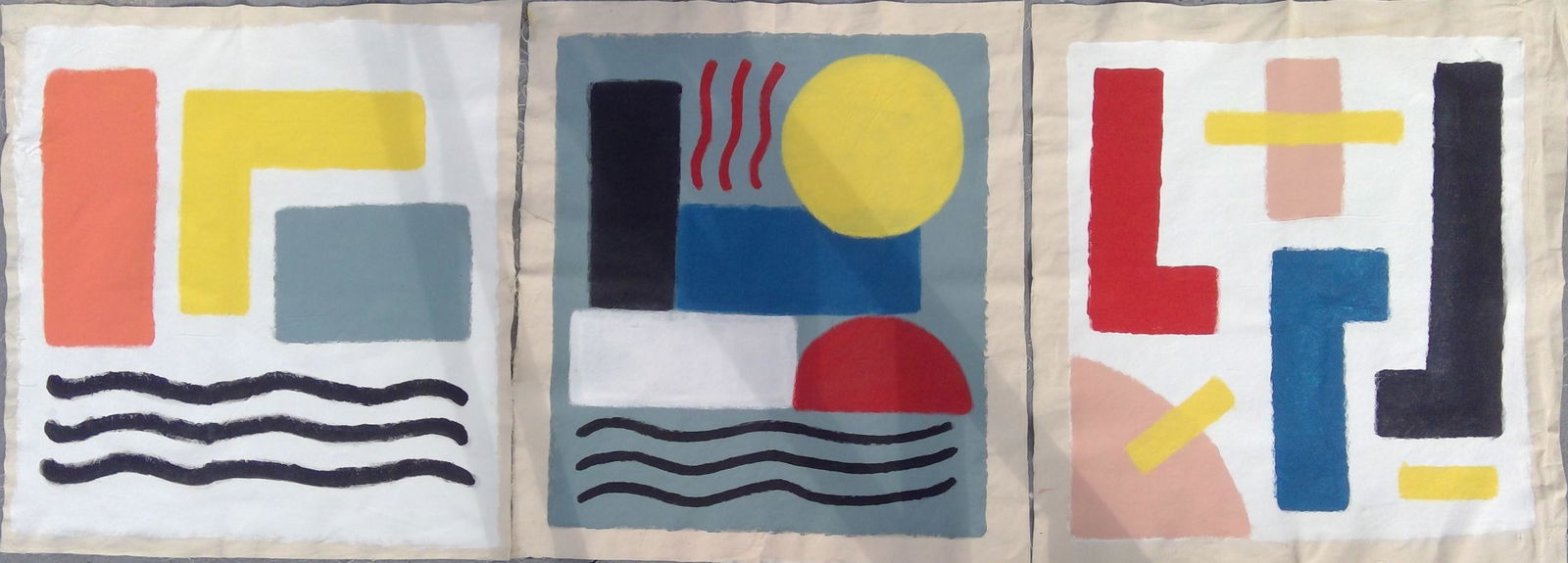 Set of 3 Abstract Contemporary Paintings on Canvas (1 of 6)