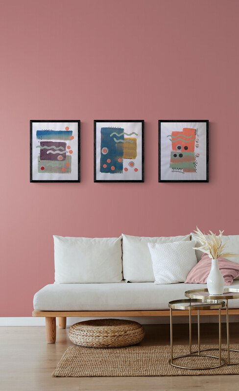 Abstract Acrylic Painting on Paper Framed. (1 of 4)