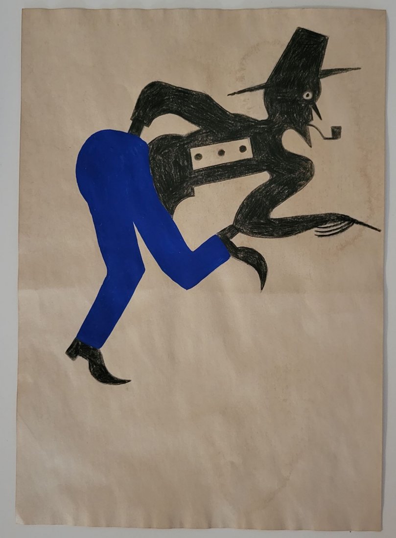 Bill Traylor Drawing on Paper In the Manner of.: Bill Traylor Drawing on Paper In the Manner of. This piece is being sold in the manner of the artist. This piece does not have a Certificate of Authenticity, providence, or other documents. Sold as-is