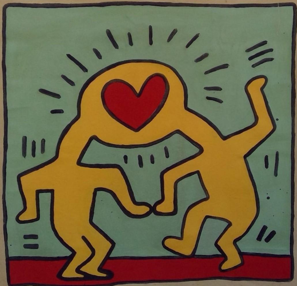 Keith Haring painting on canvas (1 of 8)