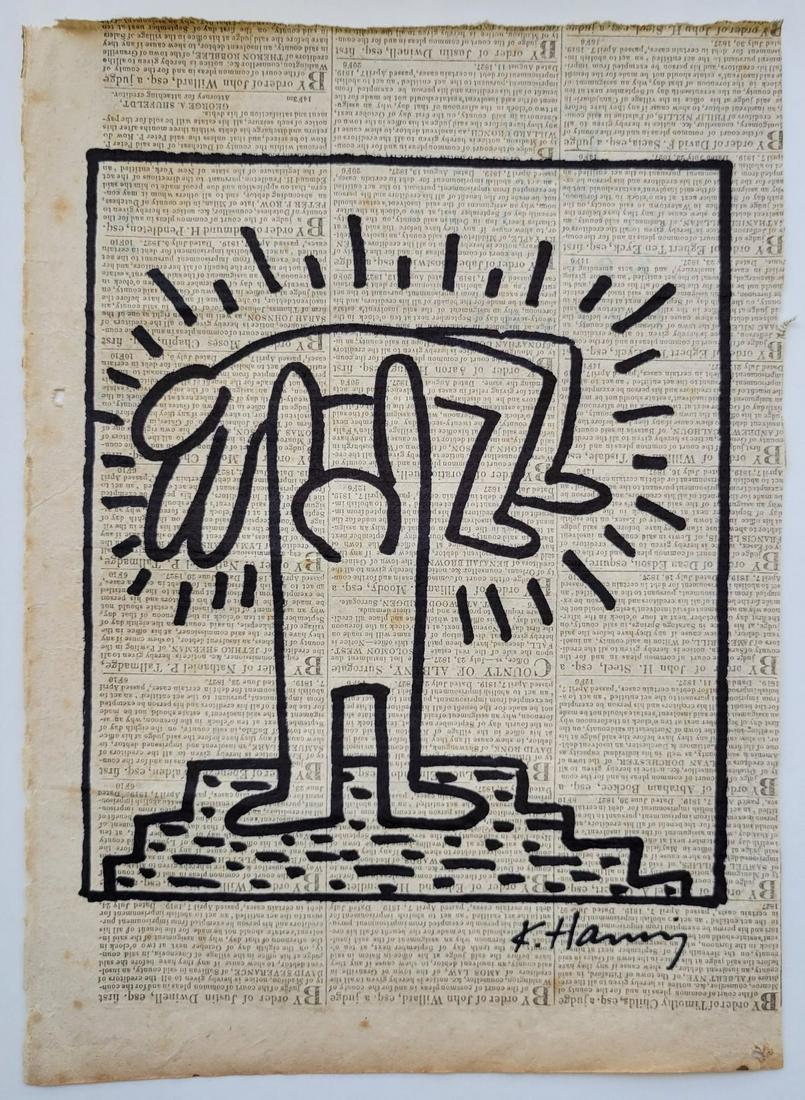 Keith Haring Painting on Paper. (1 of 5)