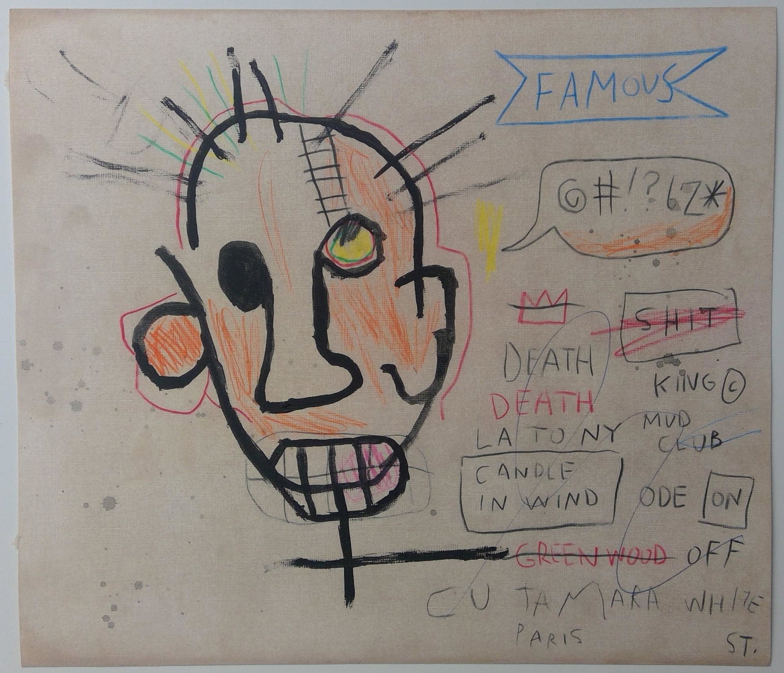 Jean-Michel Basquiat Painting on paper: Jean-Michel Basquiat Painting on Paper. Paper Size: 14 x 12 inches.The painting does not have a Certificate of Authenticity, providence, or other documents. Sold as-is, in the manner of the artist.
