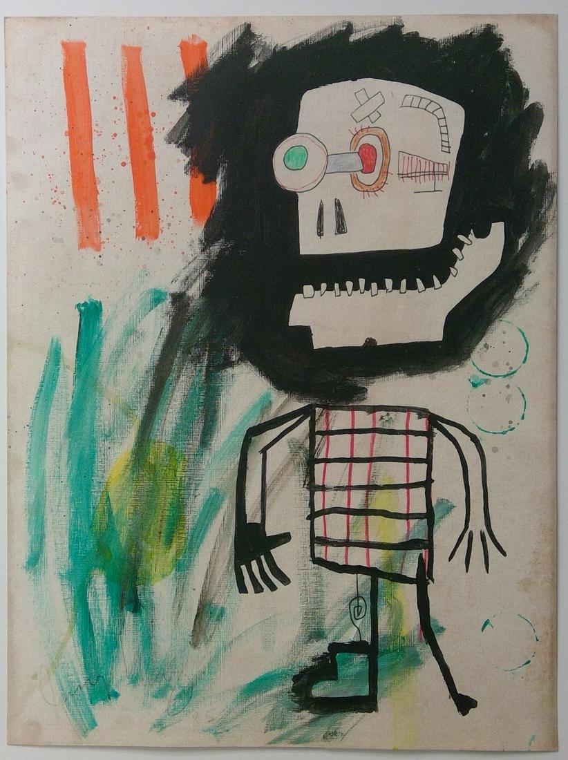 Jean-Michel Basquiat Painting on paper: Jean-Michel Basquiat Painting on Paper. Paper Size: 12 x 16 inches. The painting does not have a Certificate of Authenticity, providence, or other documents. Sold as-is, in the manner of the artist.