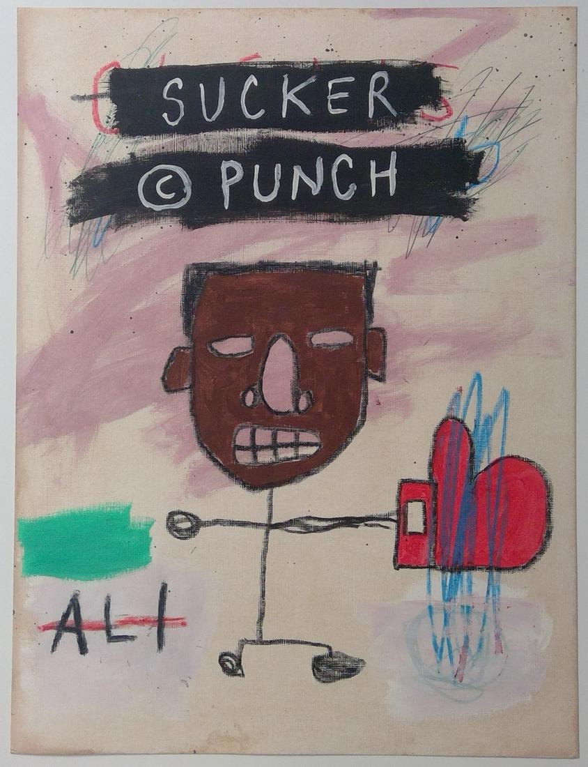 Jean-Michel Basquiat Painting on paper: Jean-Michel Basquiat Painting on Paper. Paper Size: 12 x 16 inches. The painting does not have a Certificate of Authenticity, providence, or other documents. Sold as-is, in the manner of the artist.