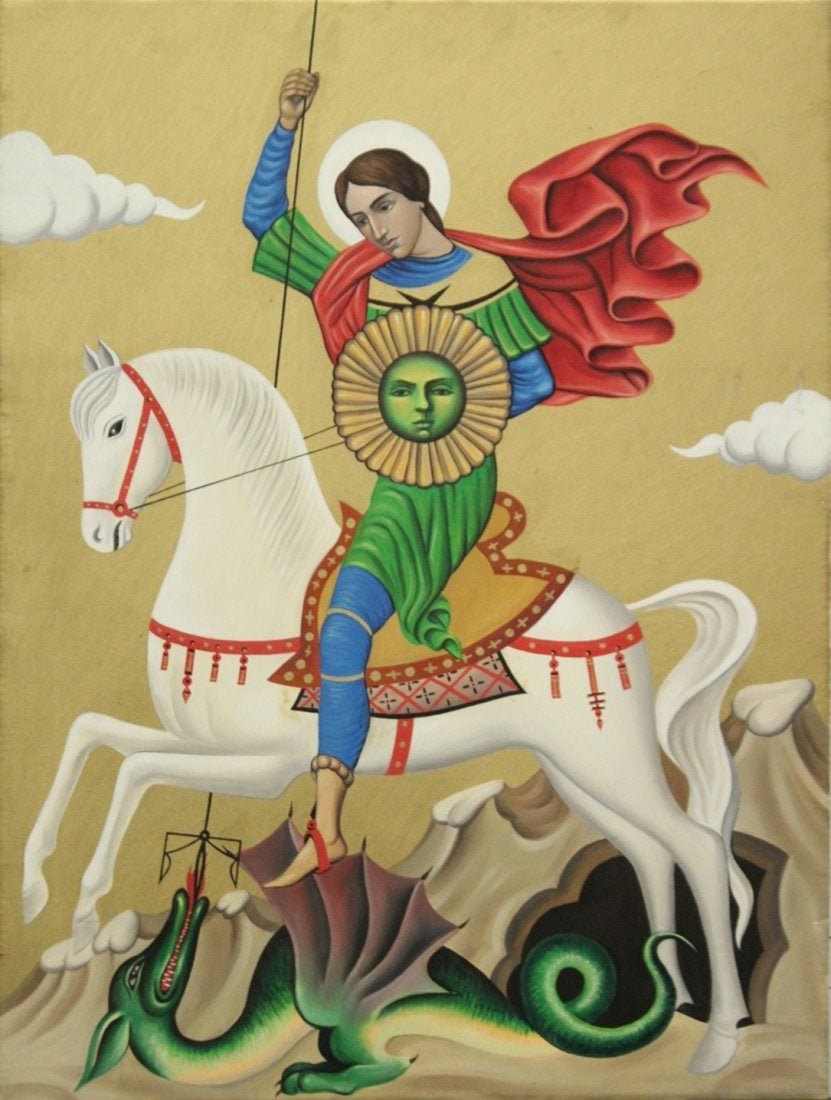 Large Russian Oil Saint George on Horse (1 of 4)