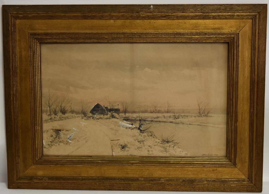 ARTHUR DIEHL 19th C. American Watercolor: Watercolor on Paper Framed, Signed and Dated 1898. Sight 14X22.5" Framed 22X31"