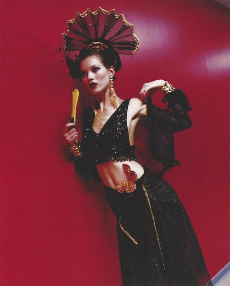 KATE MOSS Photo by HELMUT NEWTON: Kate Moss, Supermodel. 10.5 X 8.5" Taken by Helmut Newton in 1995; printed in 1999. Stamped by the photographer. Used for publication purposes for a magazine company.