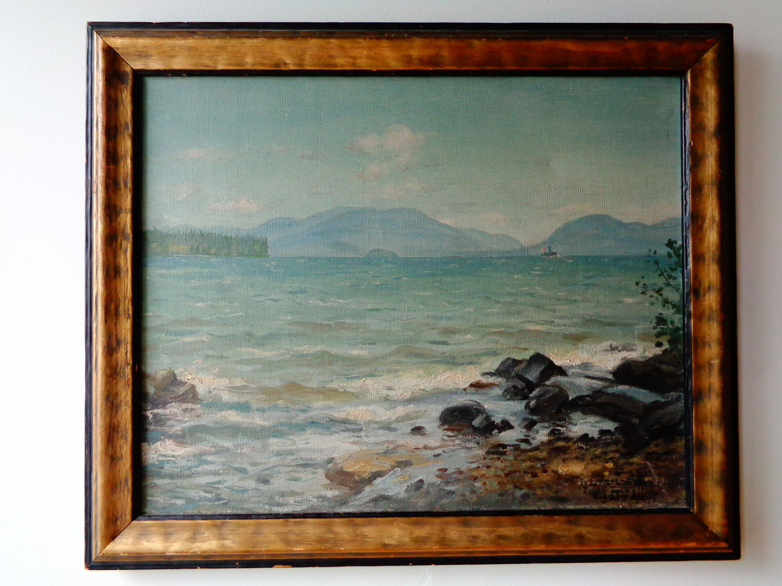 ERNEST HASKELL Oil on Canvas: Oil on canvas. Near Bannerman's Island. Signed lower right. Inscribed and dated 1921. 20" X 16" Framed approximately 24" X 20"