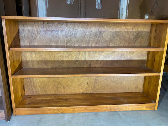 Vintage long light wood bookcase: Vintage--long light wood bookshelf with 3 levels 48 wide x 30 tall x 9 deep